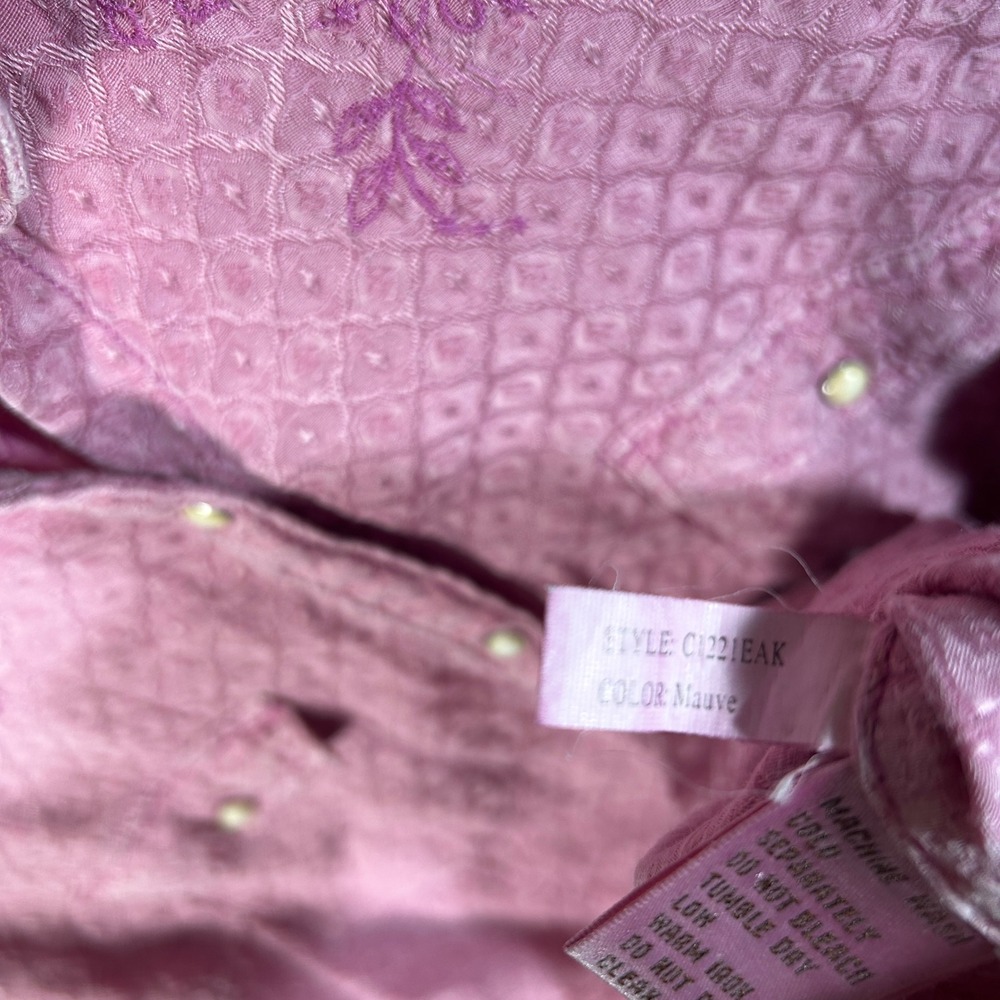 Ryan Michael Pink Silk Cotton Embroidered Western Pearl Snap Shirt Small S - Picture 9 of 11